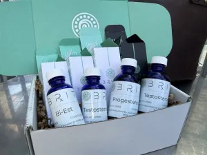Bottles of Brite oil based bioidentical hormones